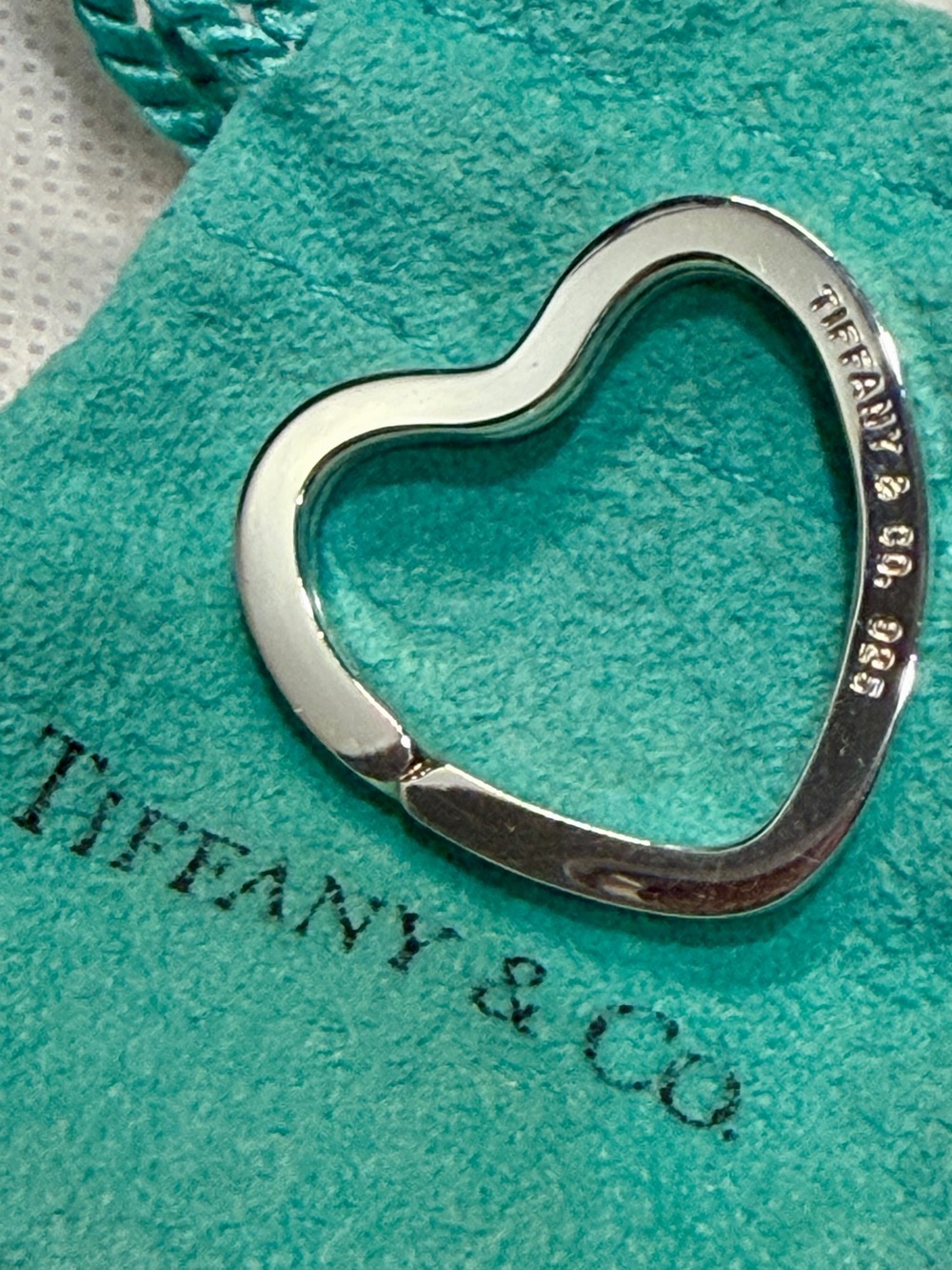 Tiffany & Co. Vintage Elsa Peretti Open Heart Silver Key Ring Charm Pendant